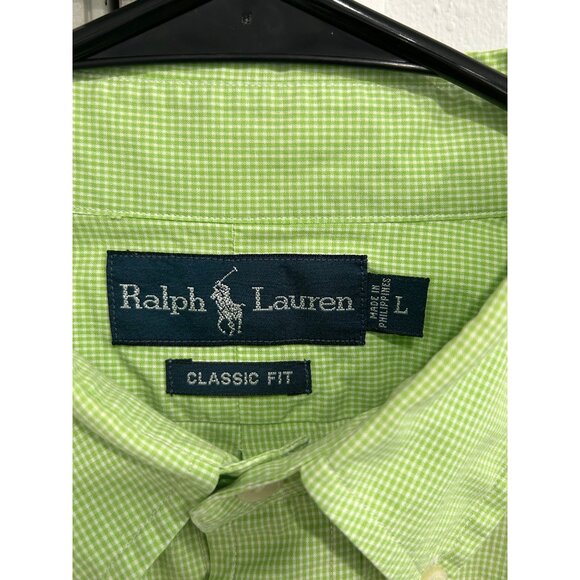 Ralph Lauren Mens Classic Fit Green Short Sleeve Button-Down Shirt Sz Large - Picture 5 of 8